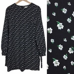 H&M Dress Floral Print Shift Long Sleeve Garden Party Flowers Prairie Size 8